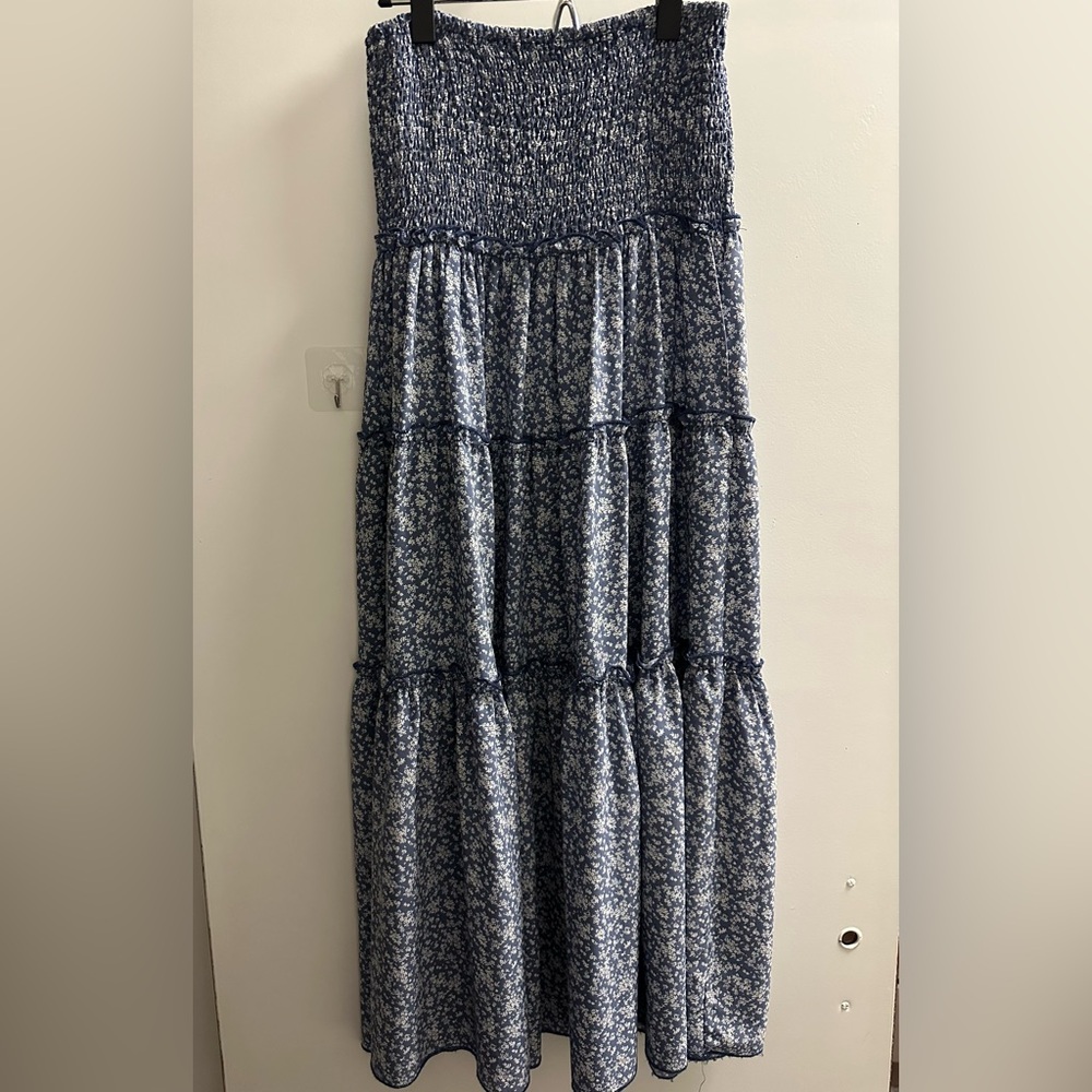Blue Floral Maxi Skirt